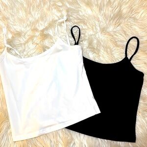 white and black spaghetti strips shirt. Selling both together